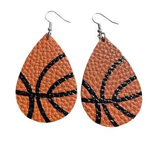 Leather Football Drop Style Earrings